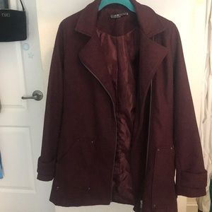Once worn maroon heavy coat